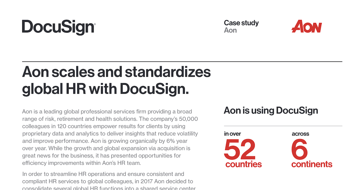 Aon scales and standardizes global HR with DocuSign