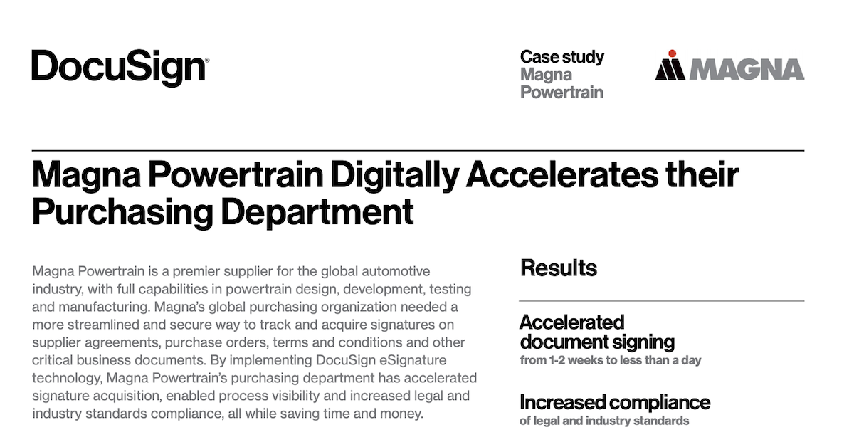 Magna Powertrain Digitally Accelerates their Purchasing Department